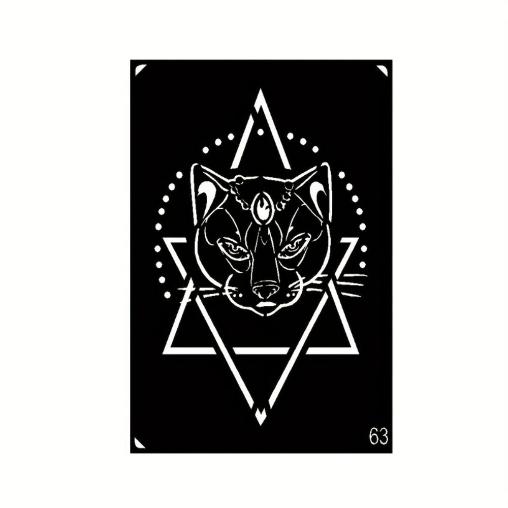 Twenty-Piece A5-Labeled Tattoo Stencil Kit002 with Animal, Symbol and Geometric Pattern Designs