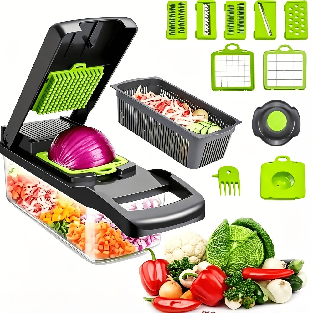 14-in-1 Vegetable Chopper and Grater with Clear Collector, Egg Separator and Upgraded Grater Checkout Option