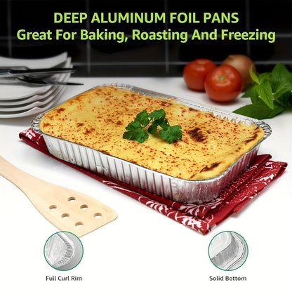 Disposable Aluminum Pans with Lids 25 Pack – 9x13 Half Size Heavy-Duty Foil Baking Trays for Roasting, Reheating & Cooking – Oven & Steam Table Safe, Chafing Dish Pans for Home & Commercial Use