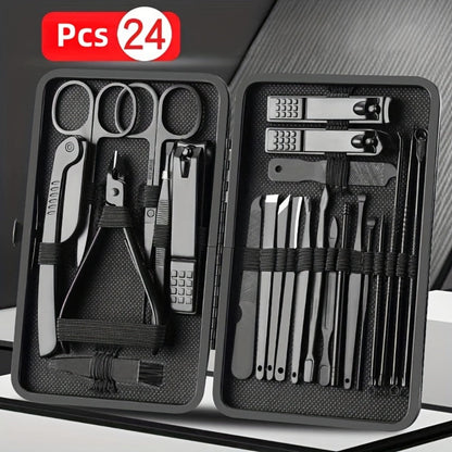 Three-Case Nail Grooming Bundle with 23-Piece Black-and-Red Tool Set in Each Zippered Case