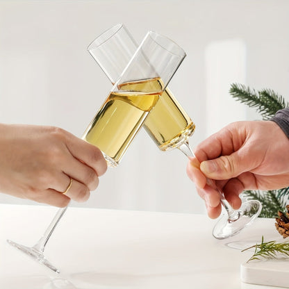 Six-Piece 6.5 oz Clear Glass Champagne Flute Set with Reusable Stemmed Design for Celebrations