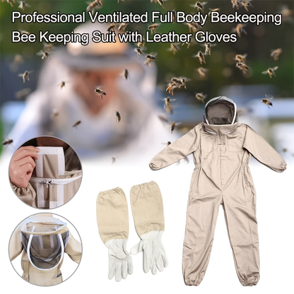 Full Body Bee Suit 3-Layer Breathable Veil Hood Gloves Filter Screen