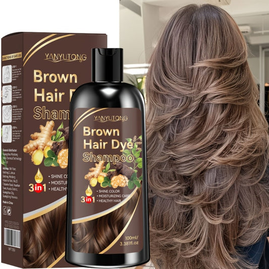 Hair Dye Shampoo Natural Plant Pigments – Fast Gray Hair Coverage in 1 Wash | 3.38oz Travel Size | Black Brown Chestnut Brown | Gentle Moisturizing Color Shampoo for Women & Men