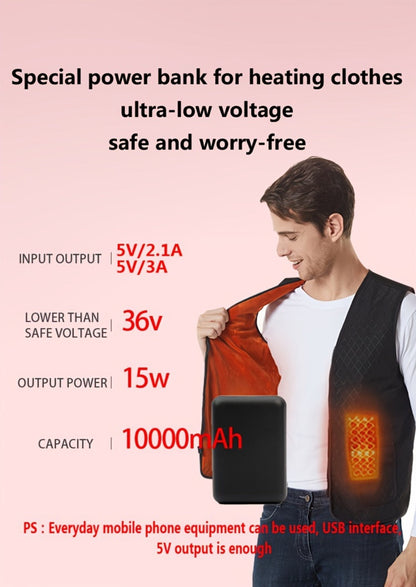 Power Bank 10000mAh 5V/3A with Dual USB Output, USB-C/Micro Input and LED Indicator for Heated Clothing