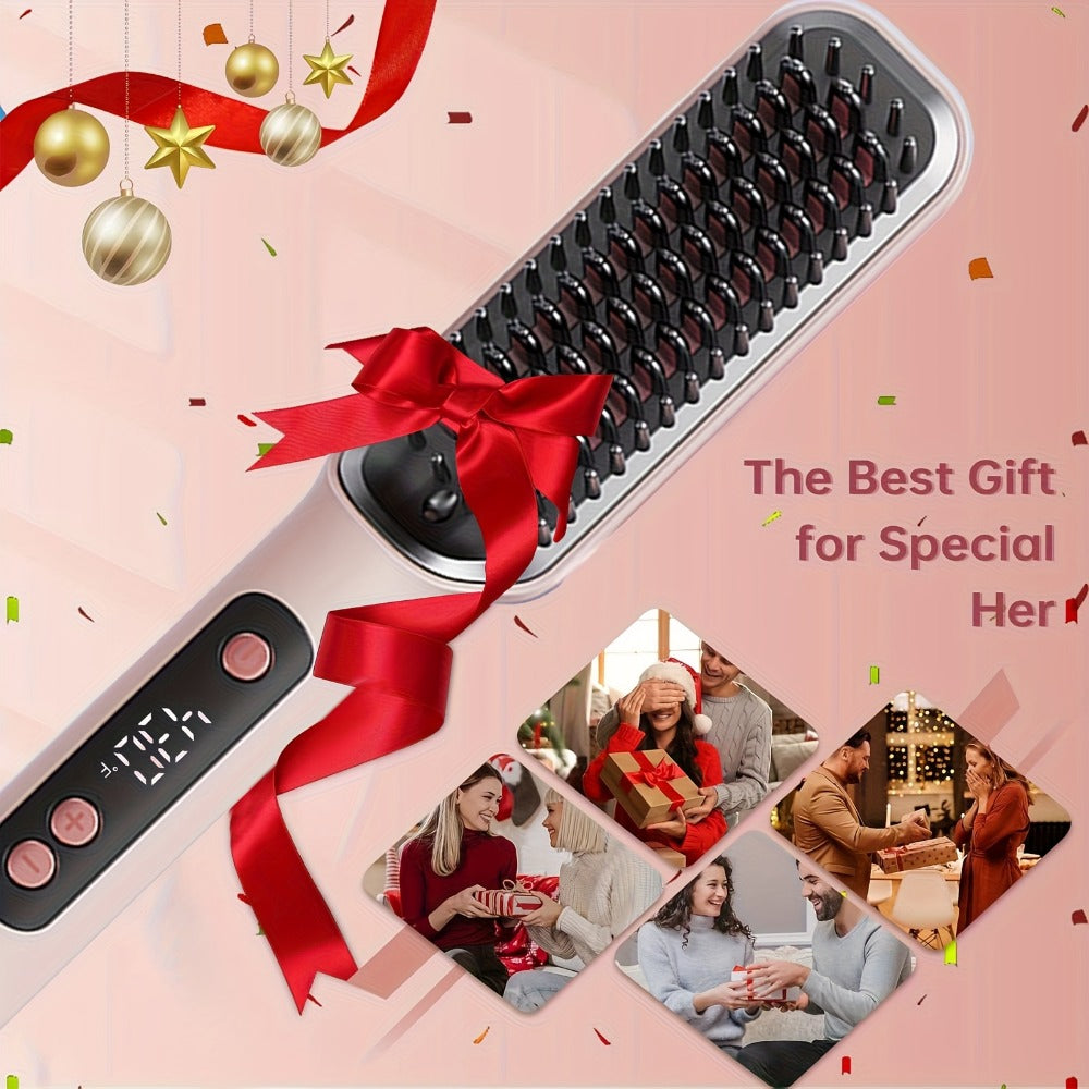 Heated Straightening Brush with Display in White, Grey, Champagne or Purple and Accessory Set