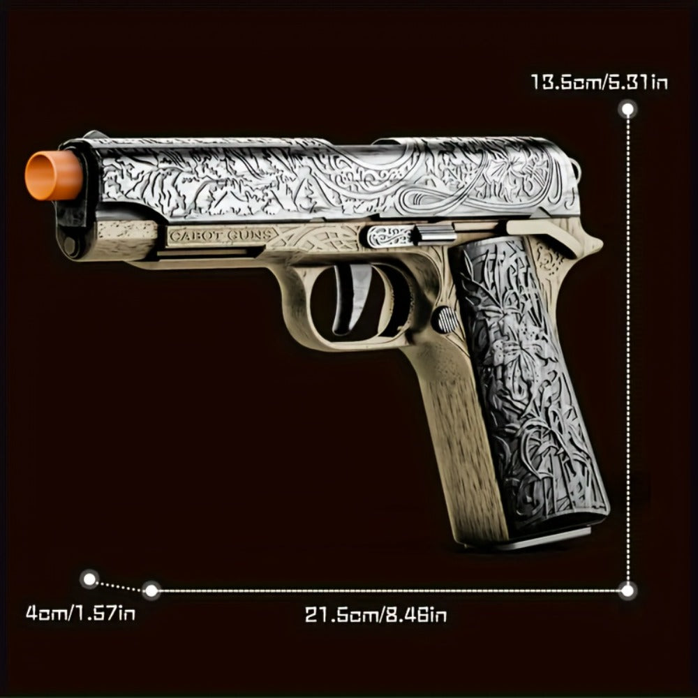 Soft Bullet Toy Gun with 120 Shells & Ejecting Shell System – Semi-Auto Rapid-Fire Pistol for Boys, 2 Magazines, Indoor Outdoor Shooting Game, Birthday Gift for Kids Ages 6+