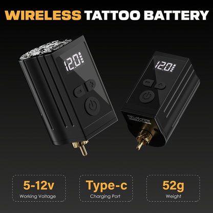 WX-1 Plus 1450mAh RCA Tattoo Power Supply with LED Display, 5–12V Control and USB-C Charging