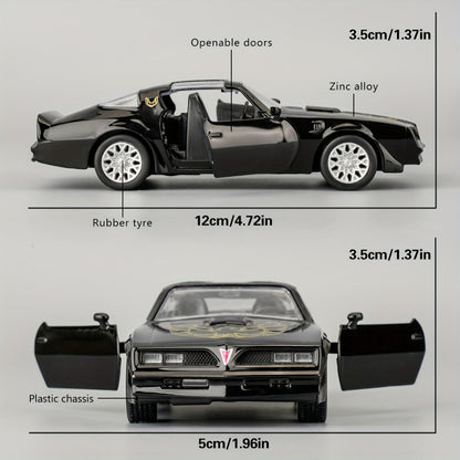 RMZ 1:36 Scale Pontiac Firebird Die-Cast Toy Car with Openable Doors & Pull-Back Action – Zinc Alloy Muscle Car Model with Display Base | Collectible Miniature Gift for Boys Girls Car Enthusiasts Ages 3+