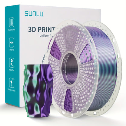 Dual Color Silk PLA Plus Filament 1.75mm 1kg – Shiny Gradient Texture High Toughness Low Shrinkage ±0.02mm 3D Printing Filament 2.2lb | Smooth Surface PLA+ for FDM 3D Printers Decorative Prints Gifts