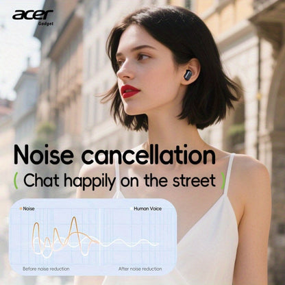 Acer OHR501 Dolby Surround Sound Wireless Earbuds Bluetooth 5.4 Semi-In-Ear TWS Intelligent Noise Cancellation Fingerprint Touch Control Ultra-Low Latency Type-C Fast Charging 8 Colors