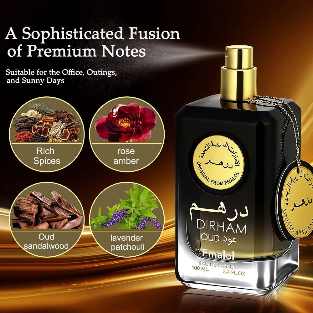 Agarwood Oud Arabic Perfume for Men 3.4 oz Long Lasting Luxury Woody Oriental Cologne - Dubai Middle East Noble Style Islamic Art Bottle - Gift for Him Birthday Anniversary