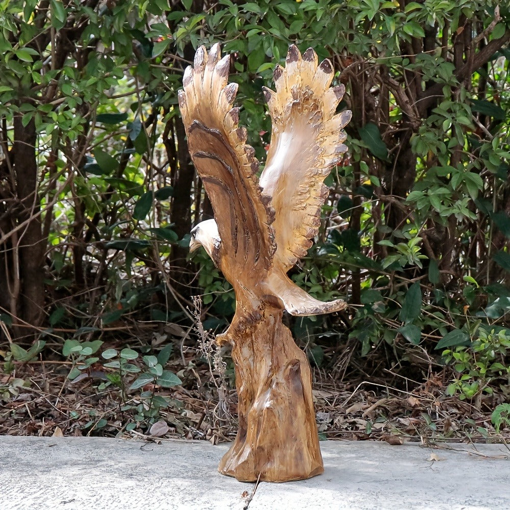 Lifelike Bald Eagle Resin Statue, 15.5-Inch Wildlife Sculpture for Indoor Shelf, Mantel or Tabletop Display
