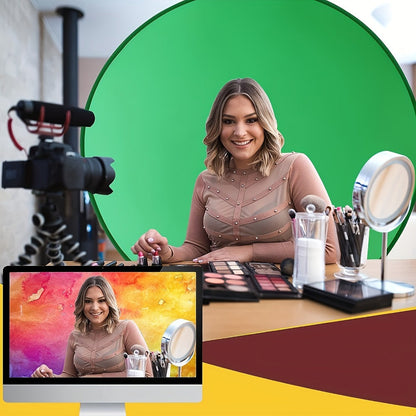 Chair-Mount Green Screen Backdrop in Medium or Large, Foldable Chroma Key Background for Video Calls