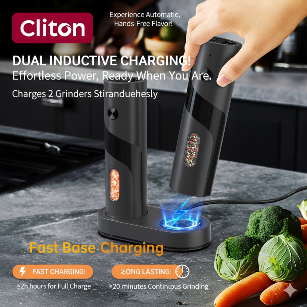 Electric Salt and Pepper Grinder Set – Rechargeable Automatic Mills with LED Light, Adjustable Coarseness & 3.72oz Capacity for Home Kitchen, BBQ, Restaurant & Outdoor Entertaining