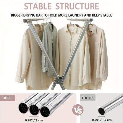 Clothes Drying Rack Foldable with Extendable Rod & Windproof Hooks — Space-Saving High-Capacity Metal Laundry Rack for Indoor, Outdoor, Balcony & Laundry Room | Multiple Sizes