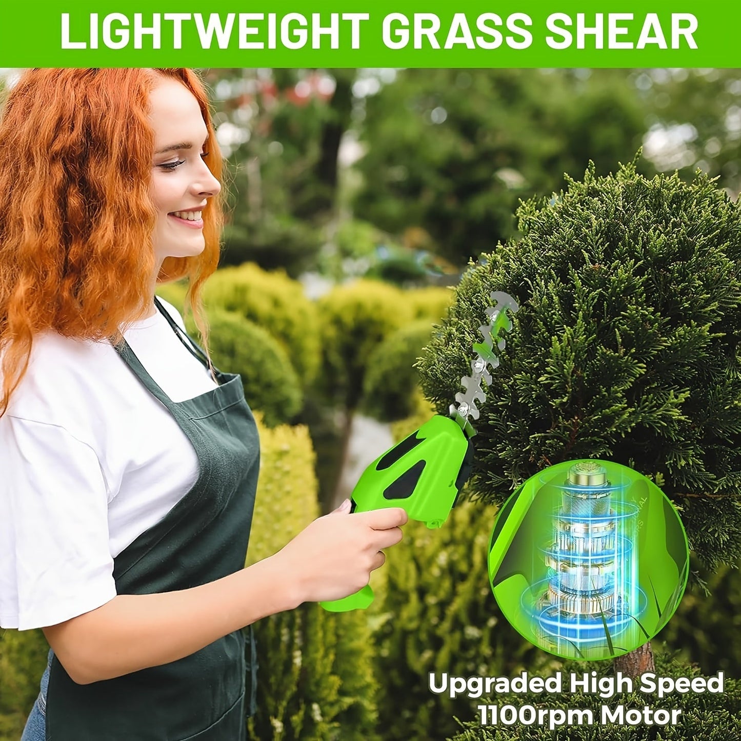 Cordless Hedge Trimmer 2-in-1 | USB-C Rechargeable Electric Grass Shear with Interchangeable Blades | Lightweight Lawn Edger for Shrubs Bushes Balcony Garden
