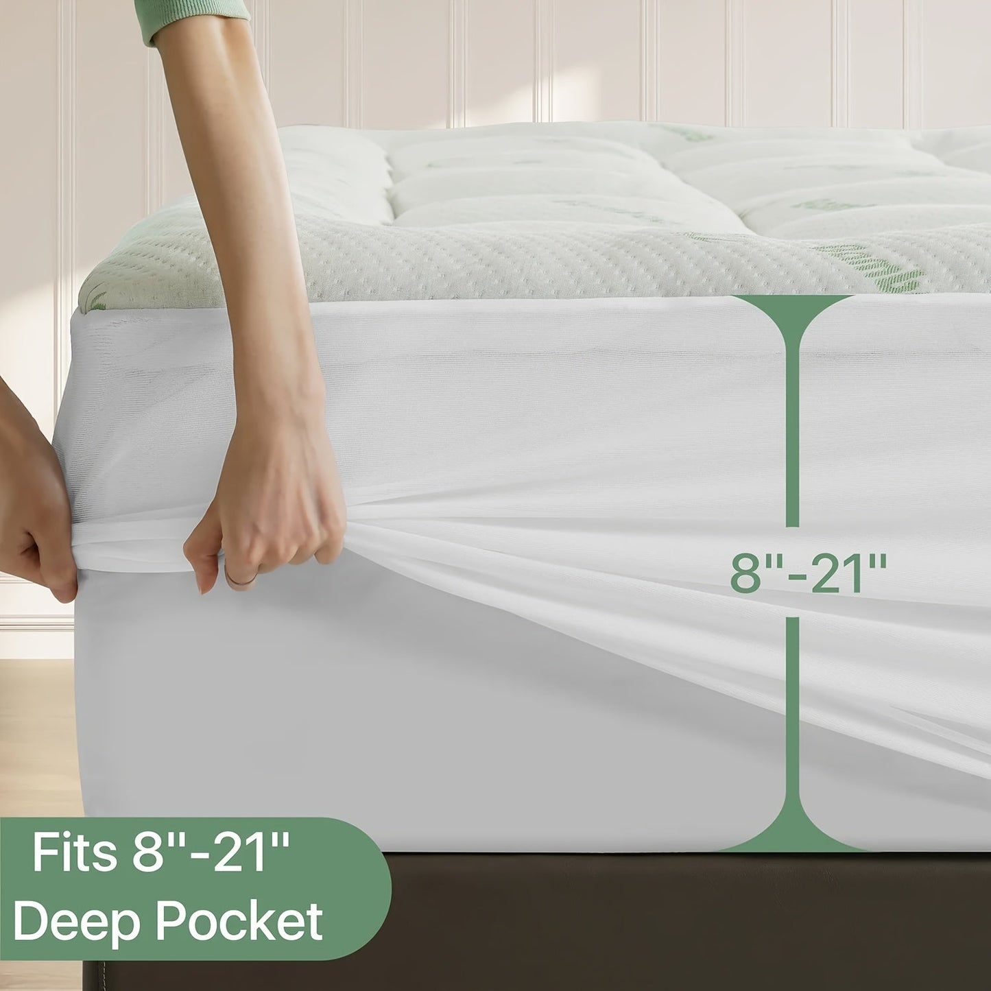 Mattress Topper Plush Down-Alternative Pillow Top with Deep-Pocket Skirt and Six Bed Sizes