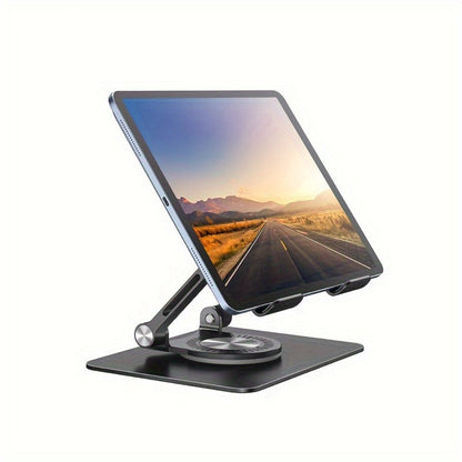ST02 Rotating Tablet Stand in Silver, Black or Blue with Folding Aluminum Desktop Base and Adjustable Viewing Angle