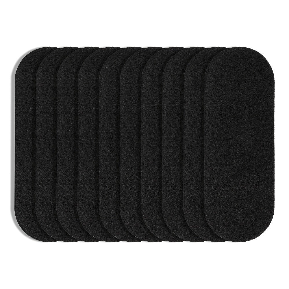 Thirty-Piece Black Ceiling Fan Blade Filter Pad Set with Adhesive Backing and Activated Carbon Layer