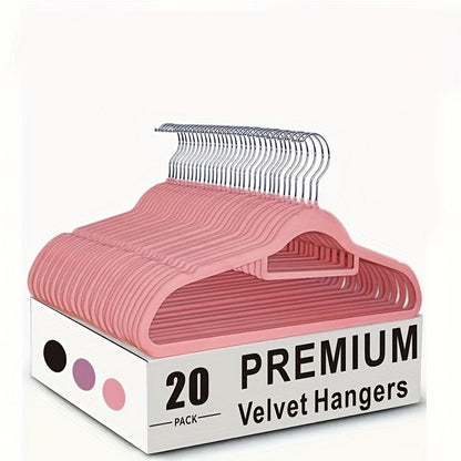 Velvet Hangers Non-Slip Slim Space Saving Clothes Hangers, Premium Flocked Suit Hangers for Closet Organization, Ultra Thin Strong Coat Hangers for Shirts Dresses Pants, 20 or 50 Pack Black Beige Pink