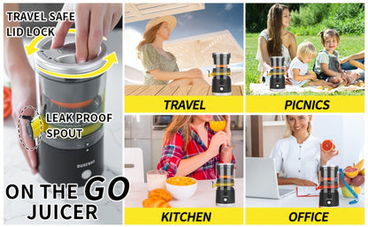 Electric Citrus Juicer Rechargeable USB-C – Portable Electric Orange Juicer Machine with 45W Motor, BPA-Free, Quiet Operation, Cleaning Brush Included, for Orange Lemon Lime