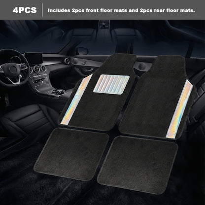Crystal Bling Car Floor Mats for Women – Sparkling Diamond & Flash Glitter Universal Non-Slip Waterproof Auto Floor Pads, Fashionable Car Interior Accessory, 4/8pcs Set, Great Christmas Gift