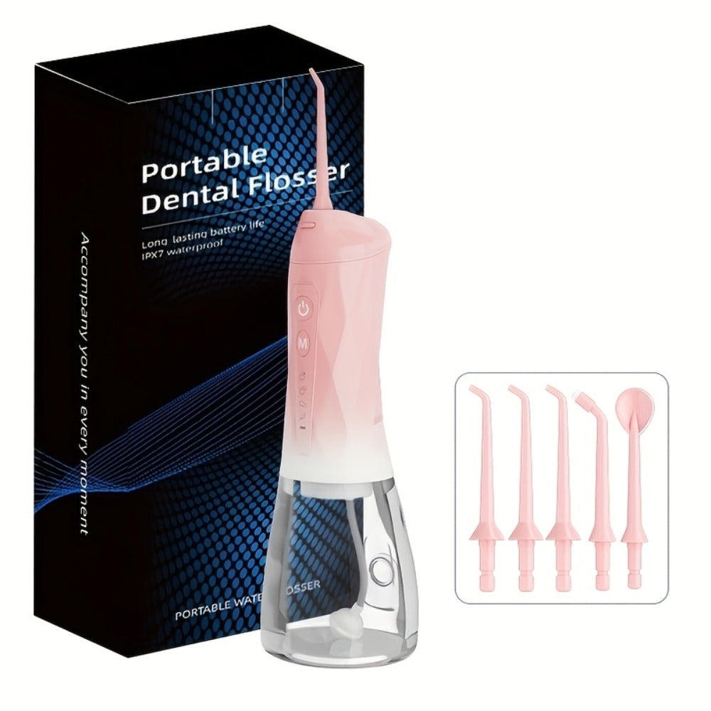 320ml USB-C Rechargeable Water Flosser with Four Nozzles, IPX7 Marking and Four Gradient Color Options