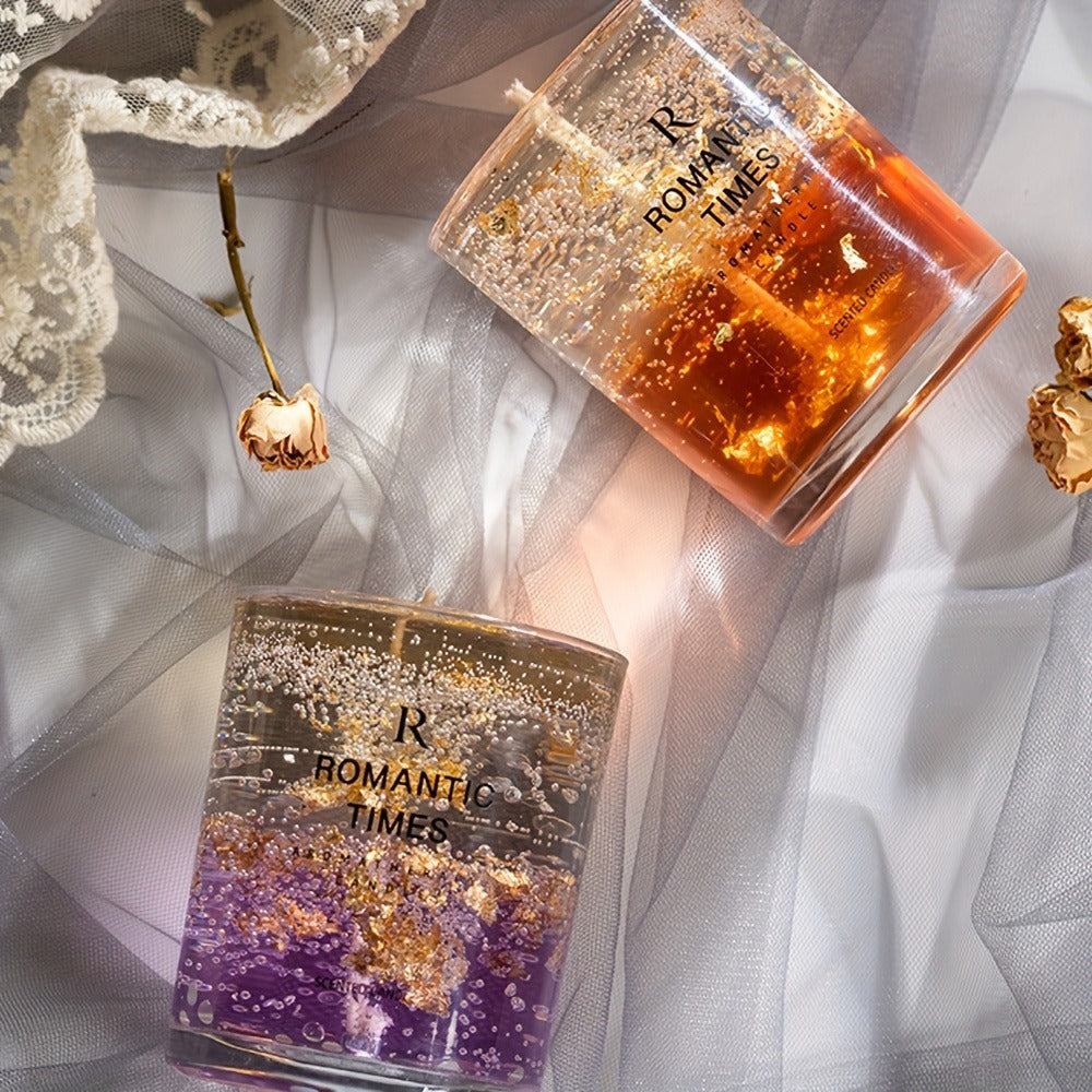 7.4oz Floral Glass Jar Candle with Single Wick and Botanical Detail in Rose, Lavender or Orange Styles