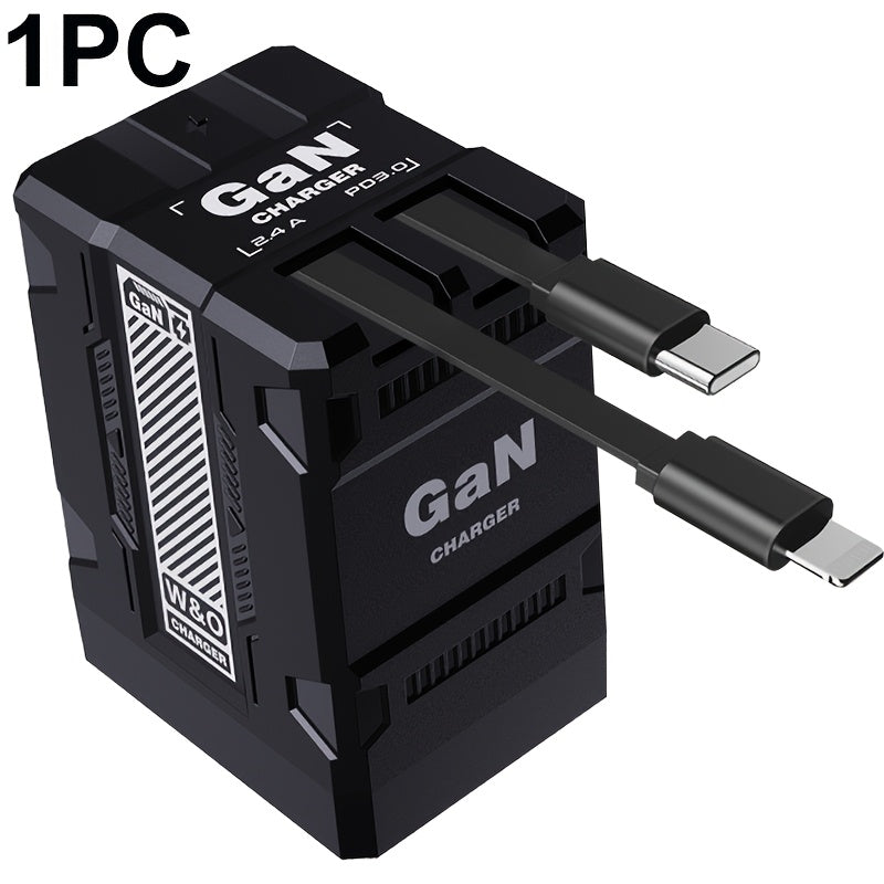 USB-C Wall Charger with Integrated Dual Cables in Single or Two-Piece Packs and Multiple Colors