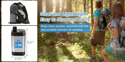 Portable Camping Shower - 6000mAh Battery, 120-Min Runtime, 6 Spray Modes, Smart Display, for Camping, Car Washing, Pet Cleaning, Hiking & Beach