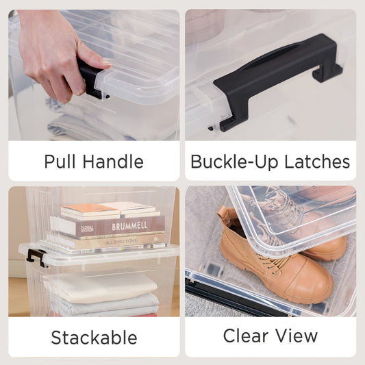 Clear Plastic Storage Bins with Lids 6 Pack Stackable Storage Containers with Snap-Tight Locks for Home, Office, Garage & Basement – 17QT or 21QT, BPA-Free