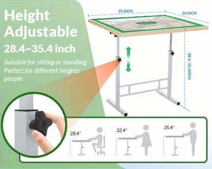 Adjustable Jigsaw Puzzle Table for 1500 Pieces with 4 Drawers, 35 x 26-Inch Wood Board and Metal Legs