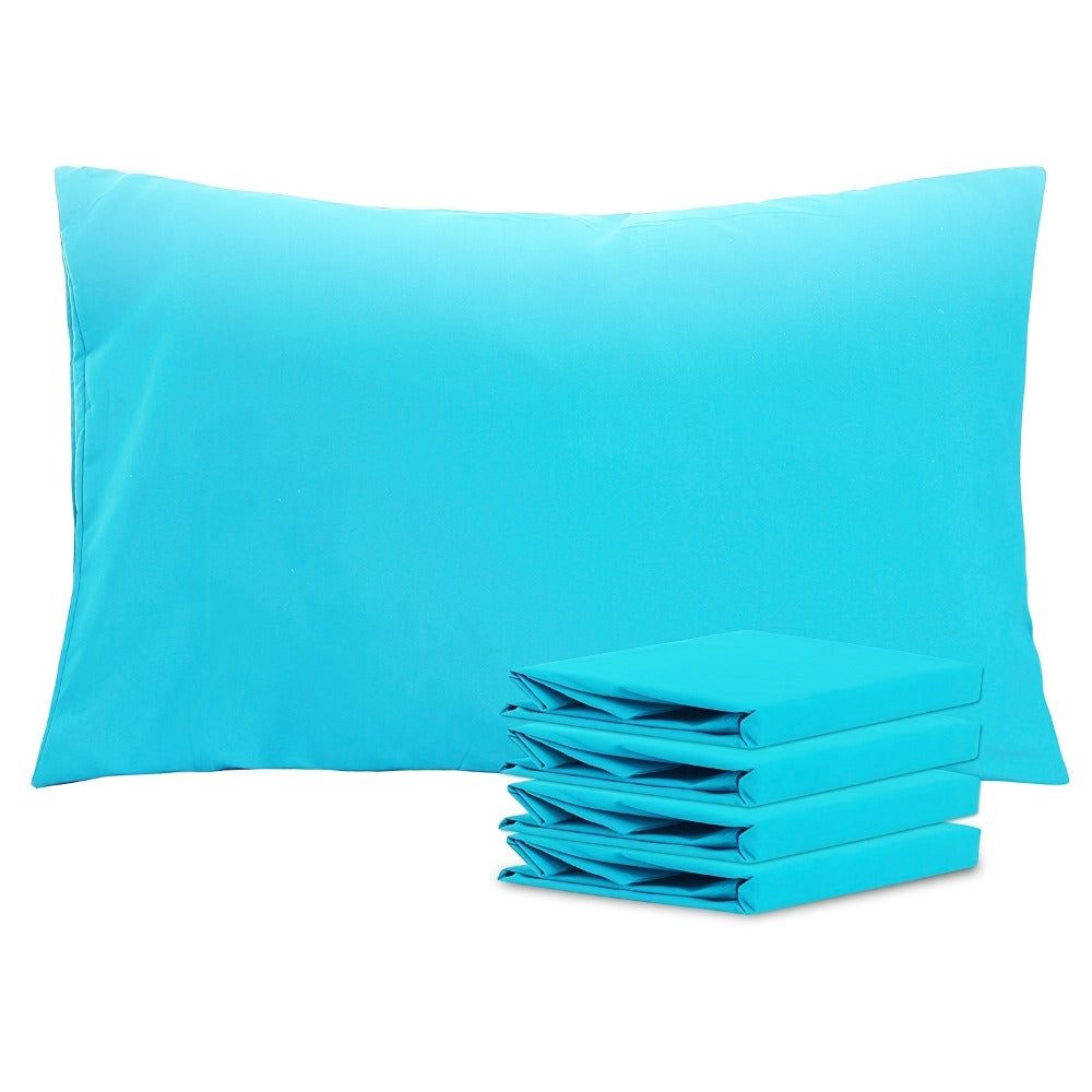 Four-Pack Queen Pillowcase Set in 32 Solid Colors with 20 x 30-Inch Size and Envelope Closure