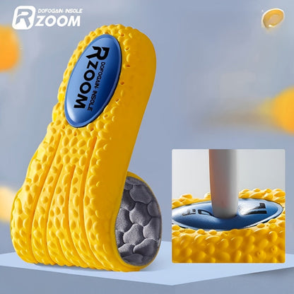 Two-Pair Yellow-and-Grey Full-Length Shoe Insoles with Six EU35-46 Size Options from 240 to 290 mm