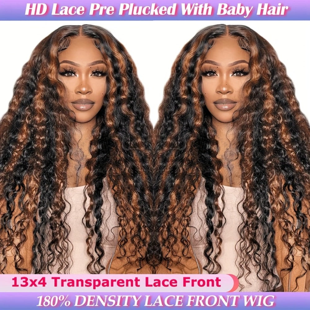 Deep Wave Human Hair Wig with 13x4 HD Lace Front, 180% Density and 14-34 Inch Length Options