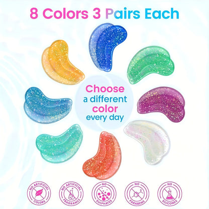 Multicolor Under-Eye Patch Set with Eight Pictured Colors and a Sealed 24-Pair Checkout Box