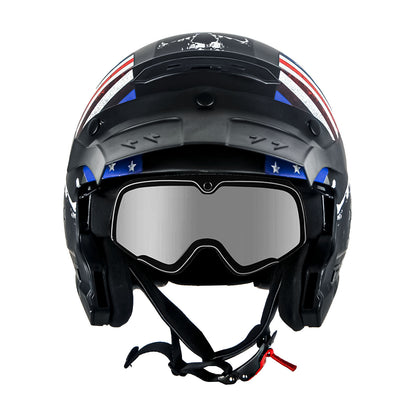 Motorcycle Helmet Convertible Full/Open-Face Shell with Detachable Mask, Smoked Shield, S-XL Sizes and Multiple Styles