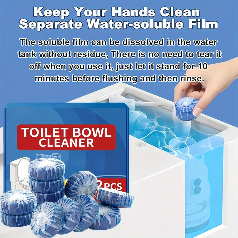 Blue Mesh-Wrapped Toilet Bowl Cleaner Tablets in 20-, 24- or 48-Piece Checkout Packs with Pictured 1.8-Inch Height