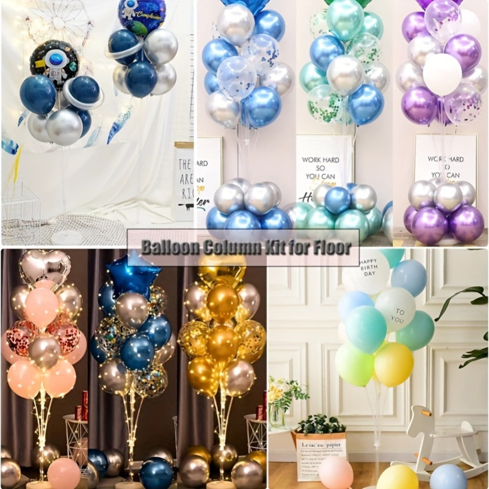 Party Decorations Two 63-Inch Balloon Holder Stands with 19-Cup Layout, Bases, Poles and Connectors