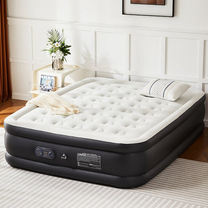 Air Mattress with Coil Beam Support | 660 lbs Capacity Plush Velvety Top Non-Slip Bottom - Guest Bed Inflatable Mattress for Camping & Home, Multiple Sizes & Heights, Stable on Floors & Carpets