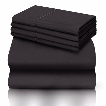 California King Sheet Set 6-Piece Breathable Cooling Bed Sheets Ultra-Soft Hotel Luxury Microfiber 18 Inch Deep Pocket Wrinkle Fade Resistant Flat Sheet Fitted Sheet 4 Pillowcases Multiple Colors