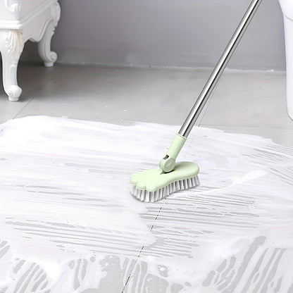 Green Floor Scrub Brush with 34- to 47.2-Inch Adjustable Handle, 180-Degree Pivoting Head and 6-Inch Bristle Base
