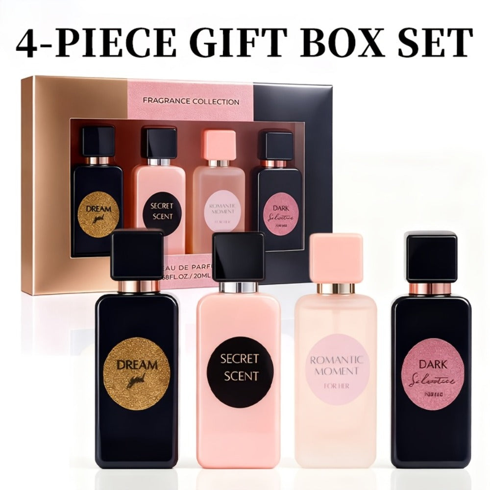 Perfume Gift Set for Women – 4-Piece Mini Luxury EDP Spray Collection, Long Lasting Fragrance, Travel Size 0.68 fl oz Each, Ready to Gift Box for Her
