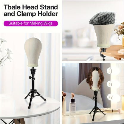 22-Inch Mannequin Head and Adjustable Tripod Stand Set in Pink, Black or White with Styling Accessories
