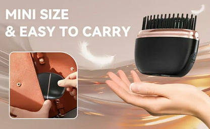 Mini Cordless Hair Straightening Comb with 2000mAh Label, Black or Pink Finish and USB Charging Cable