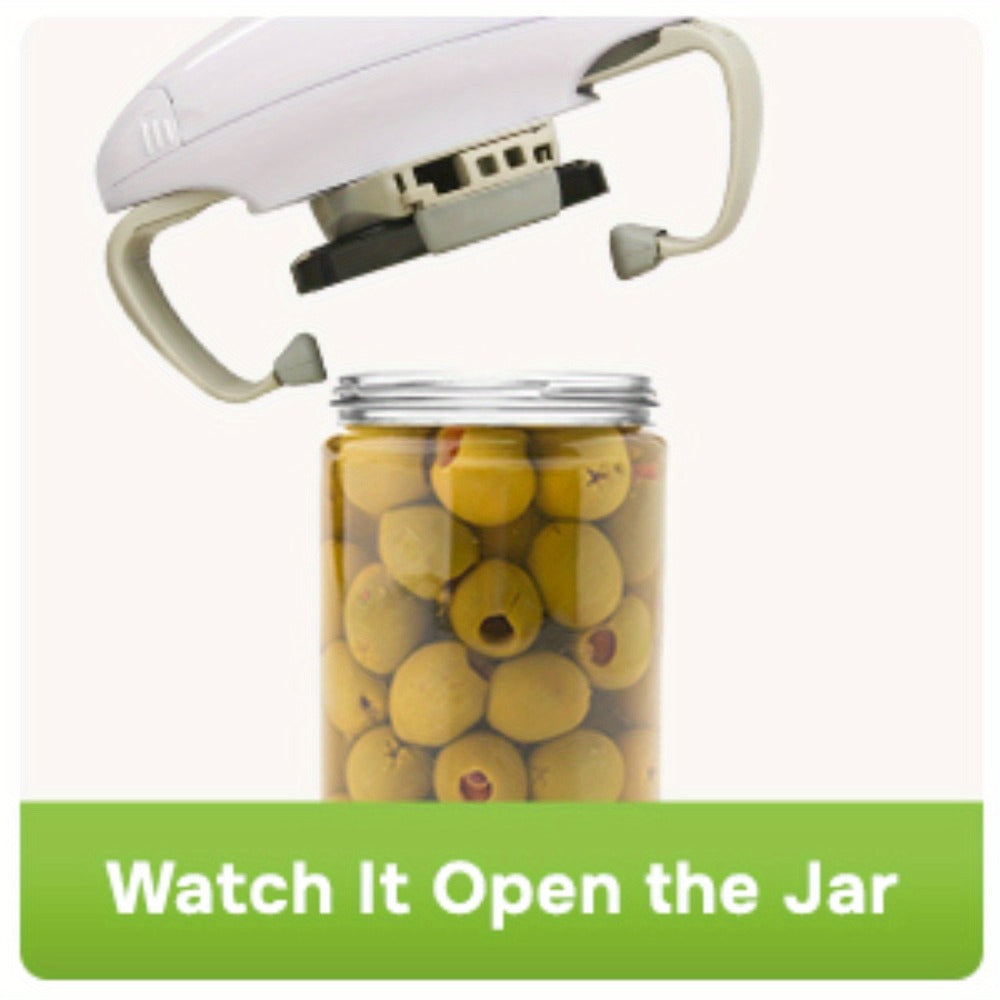 Electric Jar Opener for Elderly & Weak Hands – One-Touch Auto-Off, High Torque Battery-Powered Jar Lid Opener with Ergonomic Design for Kitchen