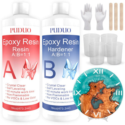 Epoxy Resin Kit Ultra Clear Bubble-Free Self-Leveling – 2-Part Casting & Coating Resin for River Tables Countertops Crafts, Yellowing-Resistant Fast Cure Formula