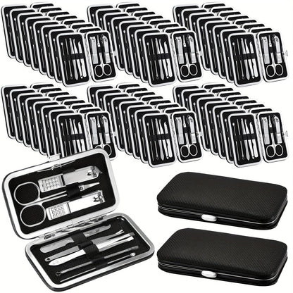 Bulk Nail Clipper Set 50 Pack 8-in-1 Stainless Steel Manicure Pedicure Kit with Portable Travel Case – Professional Grooming Tools Gift Set for Men Women Family Corporate Employees Clients