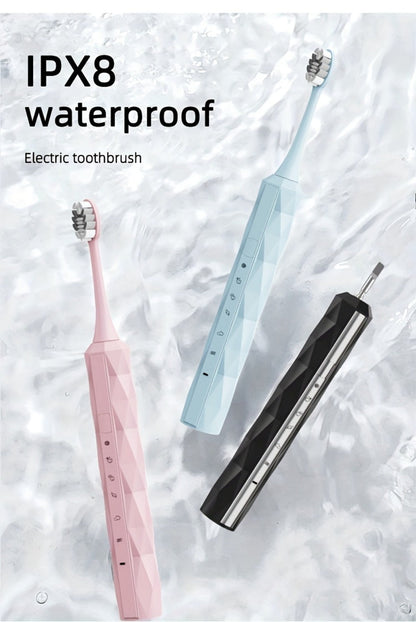 Electric Toothbrush with IPX8 Rating, Five Brush Heads, Metal Handle, USB Charging and Two-Minute Timer