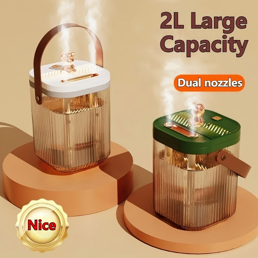 Large Humidifier 2L Smart 2-in-1 with Night Light, Dual Nozzle, 3 Mist Modes, Auto Shut-Off, Dry Burn Protection